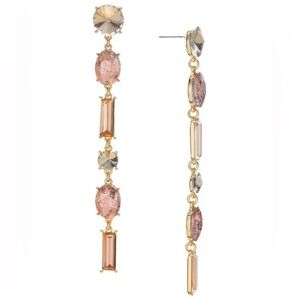 NWT  Gold-Tone Mixed Stone Linear Drop Earrings